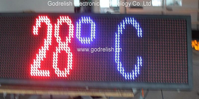large led display with temperature